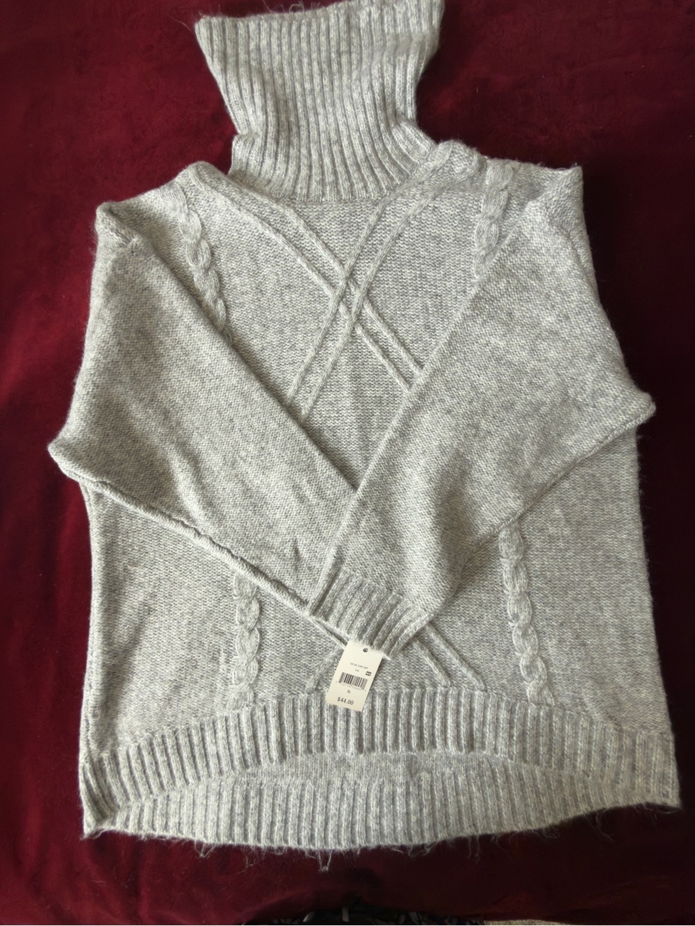 W5 Light Gray Cable Knit Turtleneck Sweater Sz XL
